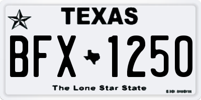 TX license plate BFX1250