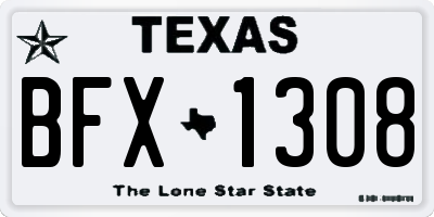 TX license plate BFX1308