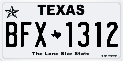 TX license plate BFX1312