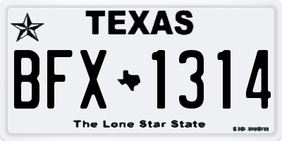 TX license plate BFX1314
