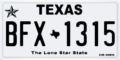 TX license plate BFX1315