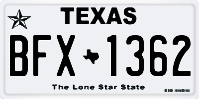 TX license plate BFX1362