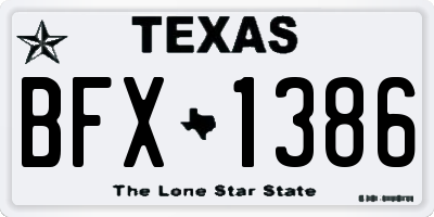 TX license plate BFX1386