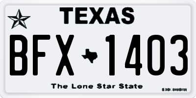 TX license plate BFX1403
