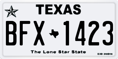 TX license plate BFX1423
