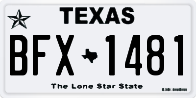 TX license plate BFX1481