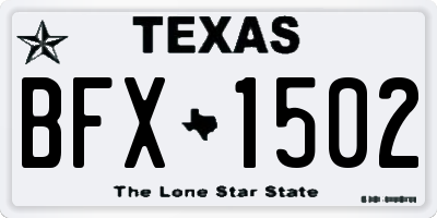 TX license plate BFX1502