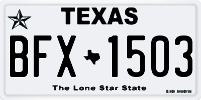 TX license plate BFX1503