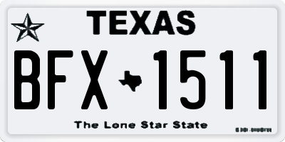 TX license plate BFX1511