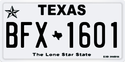 TX license plate BFX1601