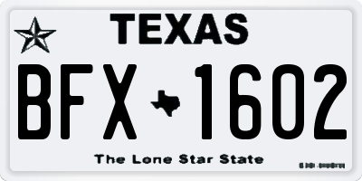 TX license plate BFX1602
