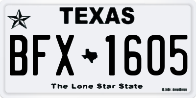 TX license plate BFX1605