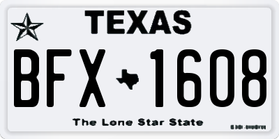 TX license plate BFX1608