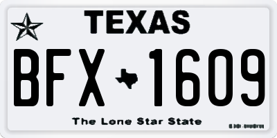 TX license plate BFX1609
