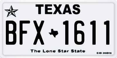 TX license plate BFX1611