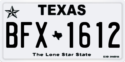 TX license plate BFX1612