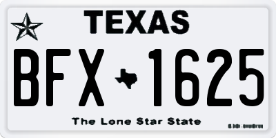 TX license plate BFX1625