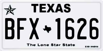 TX license plate BFX1626