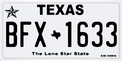TX license plate BFX1633