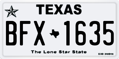 TX license plate BFX1635