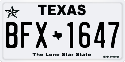 TX license plate BFX1647