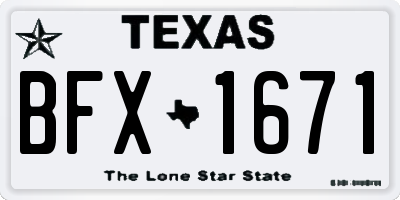 TX license plate BFX1671