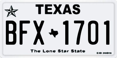 TX license plate BFX1701