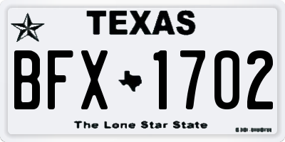 TX license plate BFX1702