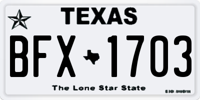 TX license plate BFX1703
