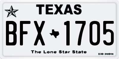TX license plate BFX1705