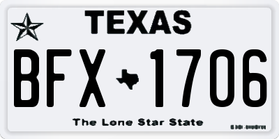 TX license plate BFX1706