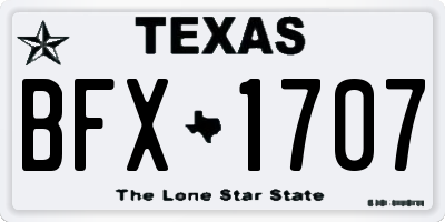 TX license plate BFX1707