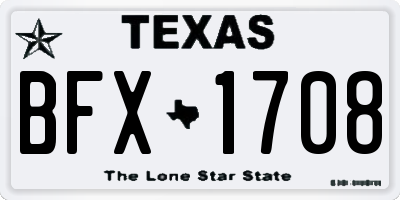 TX license plate BFX1708
