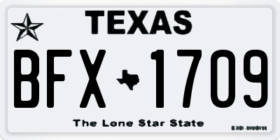 TX license plate BFX1709
