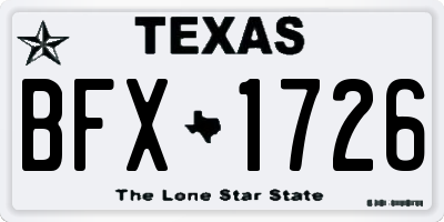 TX license plate BFX1726