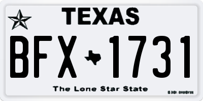 TX license plate BFX1731