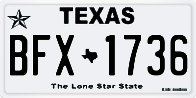 TX license plate BFX1736