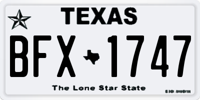 TX license plate BFX1747