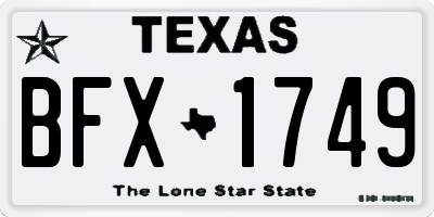 TX license plate BFX1749