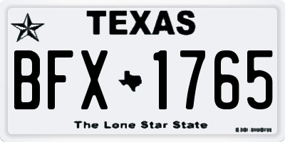 TX license plate BFX1765