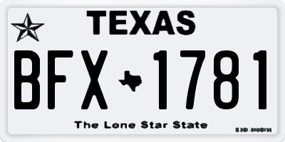 TX license plate BFX1781