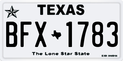 TX license plate BFX1783