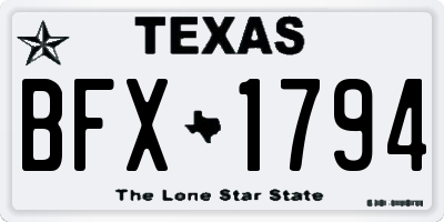 TX license plate BFX1794
