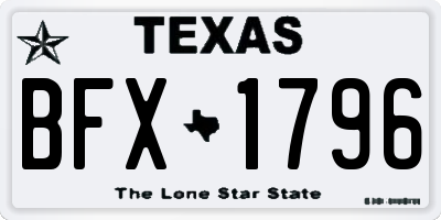 TX license plate BFX1796