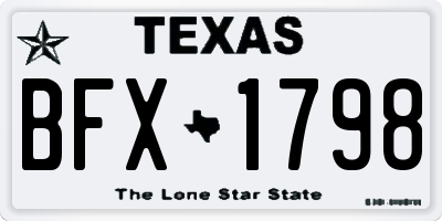 TX license plate BFX1798