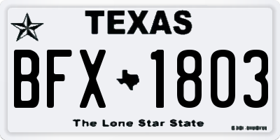 TX license plate BFX1803