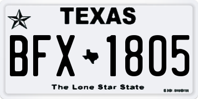 TX license plate BFX1805