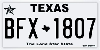 TX license plate BFX1807