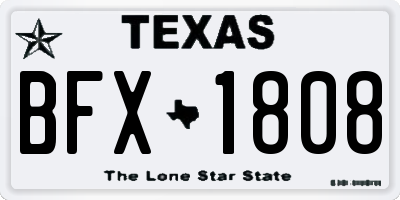 TX license plate BFX1808