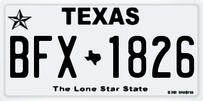 TX license plate BFX1826